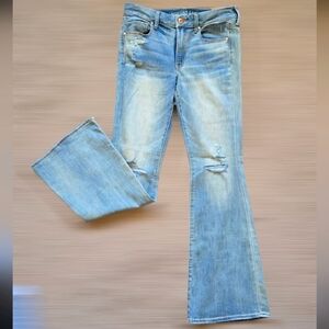 American eagle Outfitters high rise boho artist jeans Super Stretch Flare Sz 8